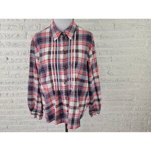 Alfred Dunner Womens Shirt 22W Plus Button Up Linen Cotton Ric Rac PLA74E